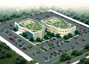Figure 1 Medical center buildings 251 and 253 green roofs. Photo courtesy of Webb Architects (Houston, Texas).
