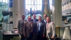 In conjunction with GMA meetings with FAA staff members in June, was an apropos visit to the Smithsonian National Air and Space Museum. Back row (L-R): Martin Whitmer (Whitmer & Worral),  Doug Brown (Tensar), Nicholas Reck (Tensar); front row (L-R): Michael Samueloff (Huesker), Fred Chuck (TenCate), and Jonathan Curry (GMA).