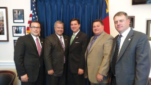 Left to right: Jonathan Curry (GMA), Mike Gorey (Propex), U.S. Rep. David Rouzer (R–N.C.), Brian Whitaker (Typar), Corey Marshall (Whitmer & Worrall).
