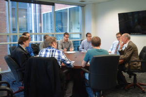 Koerner leads a roundtable session with Drexel University students. Photo courtesy of GSI.