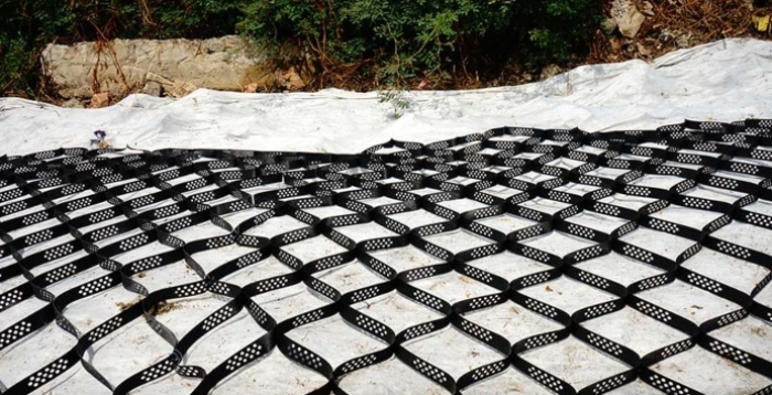 Example of geocells from BTL Liners, Geosynthetics Conference 2023 exhibit

